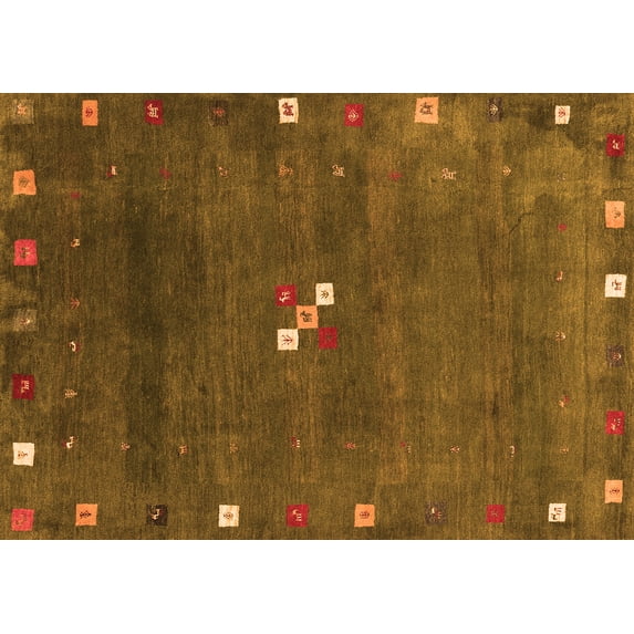 Ahgly Company Indoor Rectangle Abstract Orange Contemporary Area Rugs, 4' x 6'