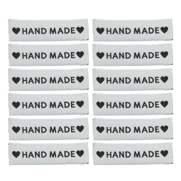 Uxcell 50pcs Handmade with Love Sewing Labels Embroidered Label Tags 2.17"L Sew on Clothing Garment White