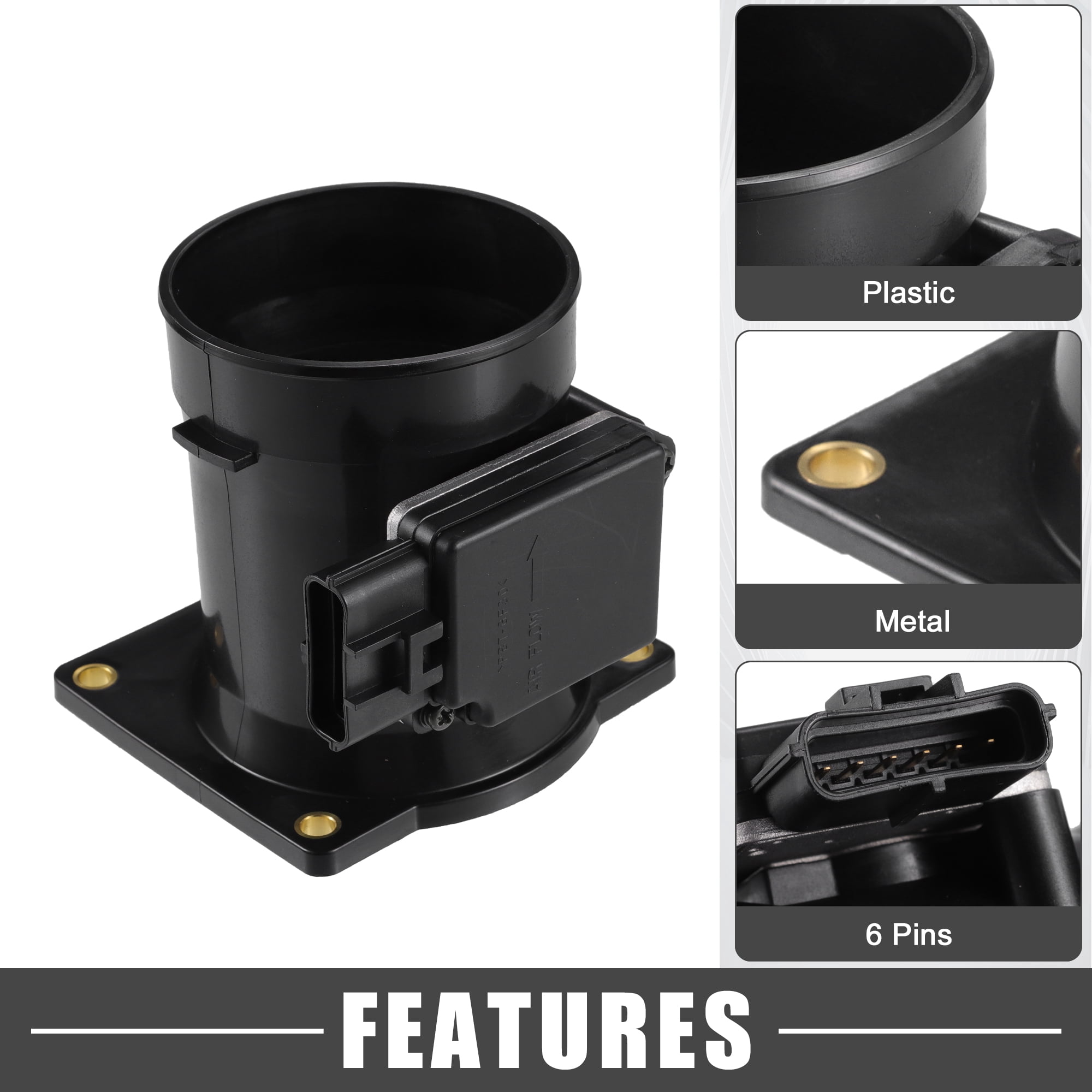 Unique Bargains MAF Sensor Assembly No.1L2F-12B579-BA MAF Mass Air Flow Sensor for Ford F-150 2004-2007 Plastic Black