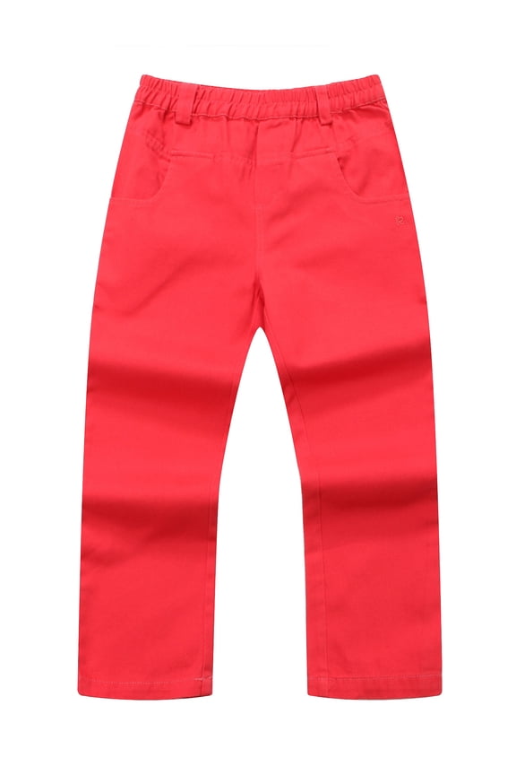 Girls' woven twill trousers with embroidery details RH1001