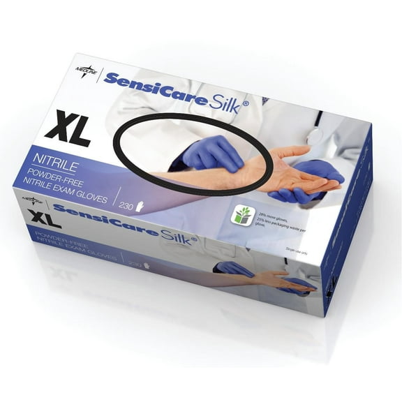 SensiCare Silk Nitrile Exam Gloves,Dark Blue,X-Large 230 Each / Box Item No: MDS7587H