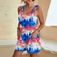 thumbnail image 1 of LOVZFMLL Combinaison Décontractée Imprimée pour Femmes, Short à Bretelles Arrière Bleu TG, 1 of 5