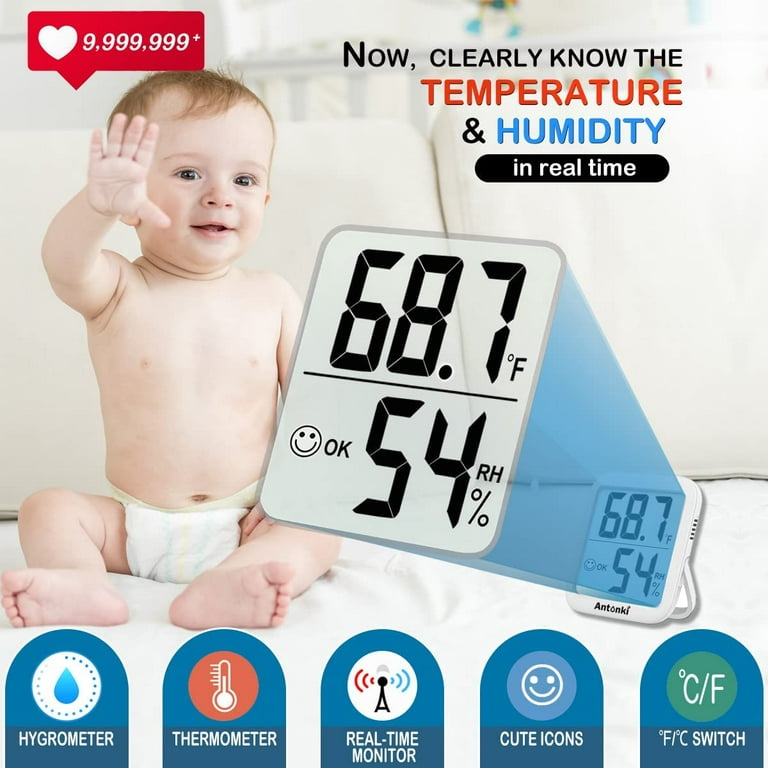 Temperature Humidity Monitor 2-Pack, Indoor Room Thermometer