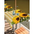thumbnail image 2 of Outdoor Tablecloths with Umbrella Hole & Zipper, Spring Sunflowers 54x54 Inch Square Tablecloths, Yellow White Plaid Farmhouse Rustic Waterproof Table Cloth, Patio/Pool/Picnic Table Covers, 2 of 8