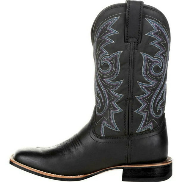 Botas bordadas retro de cuero para hombre Botas de suela gruesa de tubo medio de cabeza ancha(Compre 2 y ahorre 10%)