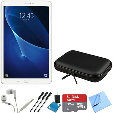 Samsung Galaxy Tab A 16GB 10.1-inch Tablet & Accessories Bundle includes Tablet, 32GB MicroSDHC Memory Card, 3 Stylus Pens, Case for Tablets, Metal Ear Buds, Cleaning Kit and Microfiber Cloth