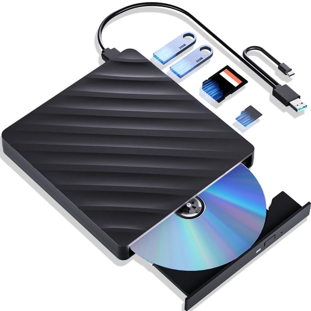 Unidad Blu Ray externa, reproductor Blu Ray portátil 5 en 1 con USB 3.0 tipo C, grabadora de CD DVD Blu Ray 3D con puerto SD/TF, unidad Blu Ray compatible con computadora portátil Windows, reproductor