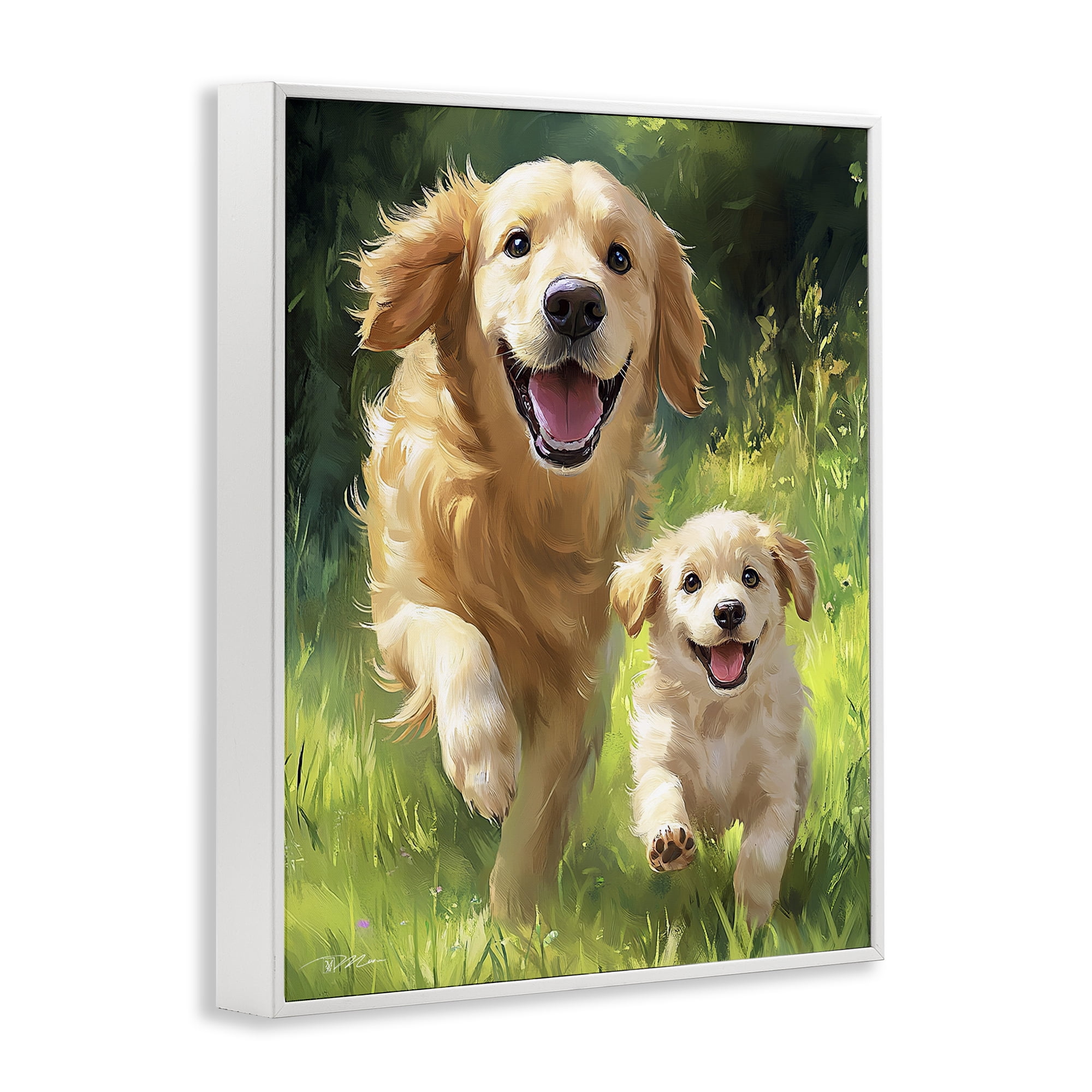 Father & Son Labrador White Framed Giclee Art, design by Momart