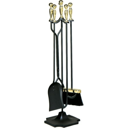 Uniflame 5 Piece Fireplace Toolset Polished Brass And Black