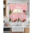 thumbnail image 2 of Pink Christmas Kitchen Curtains Swag Valance and Tier Curtains Set 24 Inch Length, Santa Snowman Snowflake Elk Xmas Tree Rod Pocket Drape Panels Pair Swag Curtains for Bathroom/Cafe/Window, 2 of 6