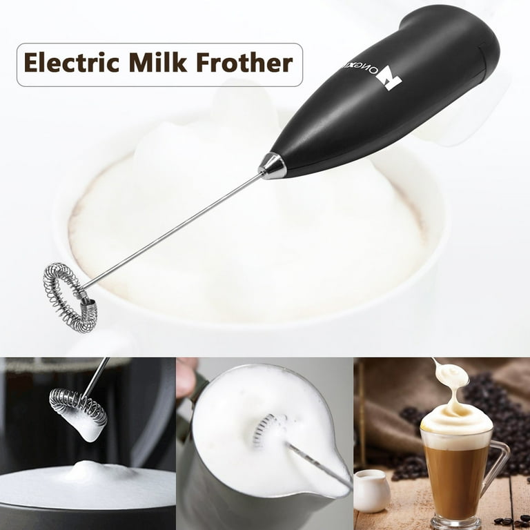 Milk Frother, Handheld Electric Whisk Foam Maker for Lattes, Matcha, Cappuccino, Frappe, Hot Chocolate, Size: One size, Black
