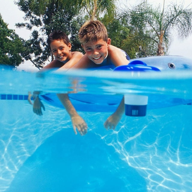 Dispensador de tabletas ANGGREK para piscina flotante duradero con lámpara solar