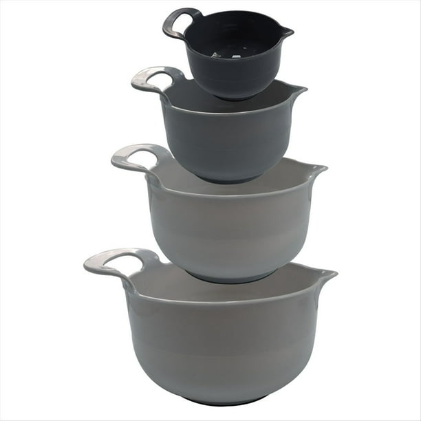 Juego de Tazones para Mezclar, y Portátil, de Cuatro Piezas, para Ensalada, para Frutas y Verduras, para la Cocina y para Frutos Secos.