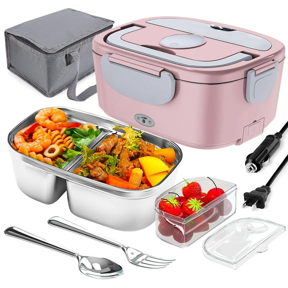 MDHAND Electric Lunch Box Food Heater, 65W Faster Heated Lunch Box, Food Warmer Lunch Box 110V/12V/24V Self Heating Lunch Box for Work/Car/Outdoors, Portable Lunch Box Food Heater with Lunch Bag
