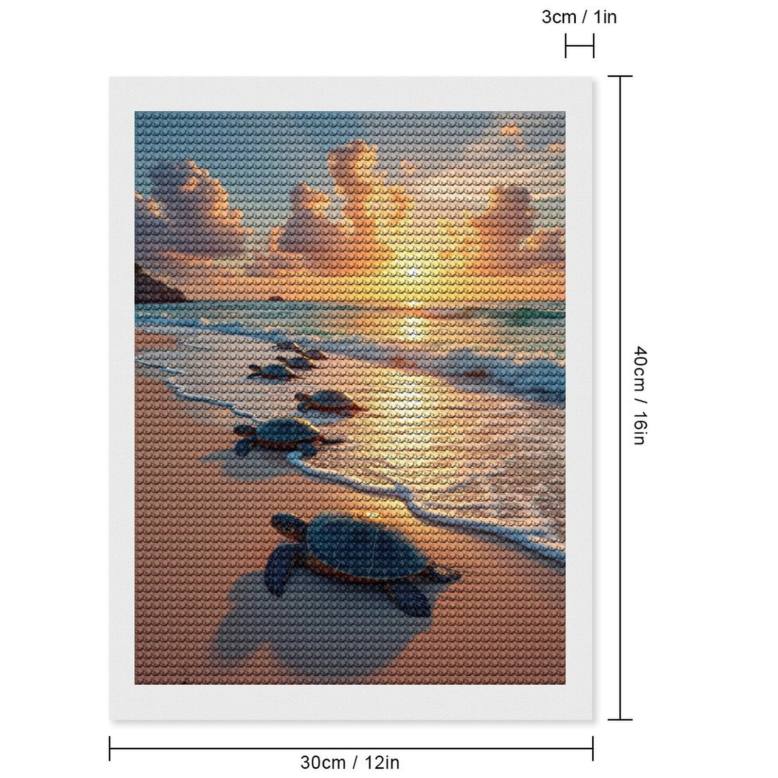 Diamond Art Kits for Adults, Sea Turtles Sunrise Beach Path 5D Diamond Painting Kits for Adults Beginners, DIY Full Drill Diamond Painting, Gem Art and Crafts 12x16