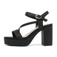 thumbnail image 2 of Women's Heels for Women Open Toe Ankle Strap High Block Chunky Platform Heel Sandals Party Wedding Dress Pumps Shoes Black Size 7, 2 of 5