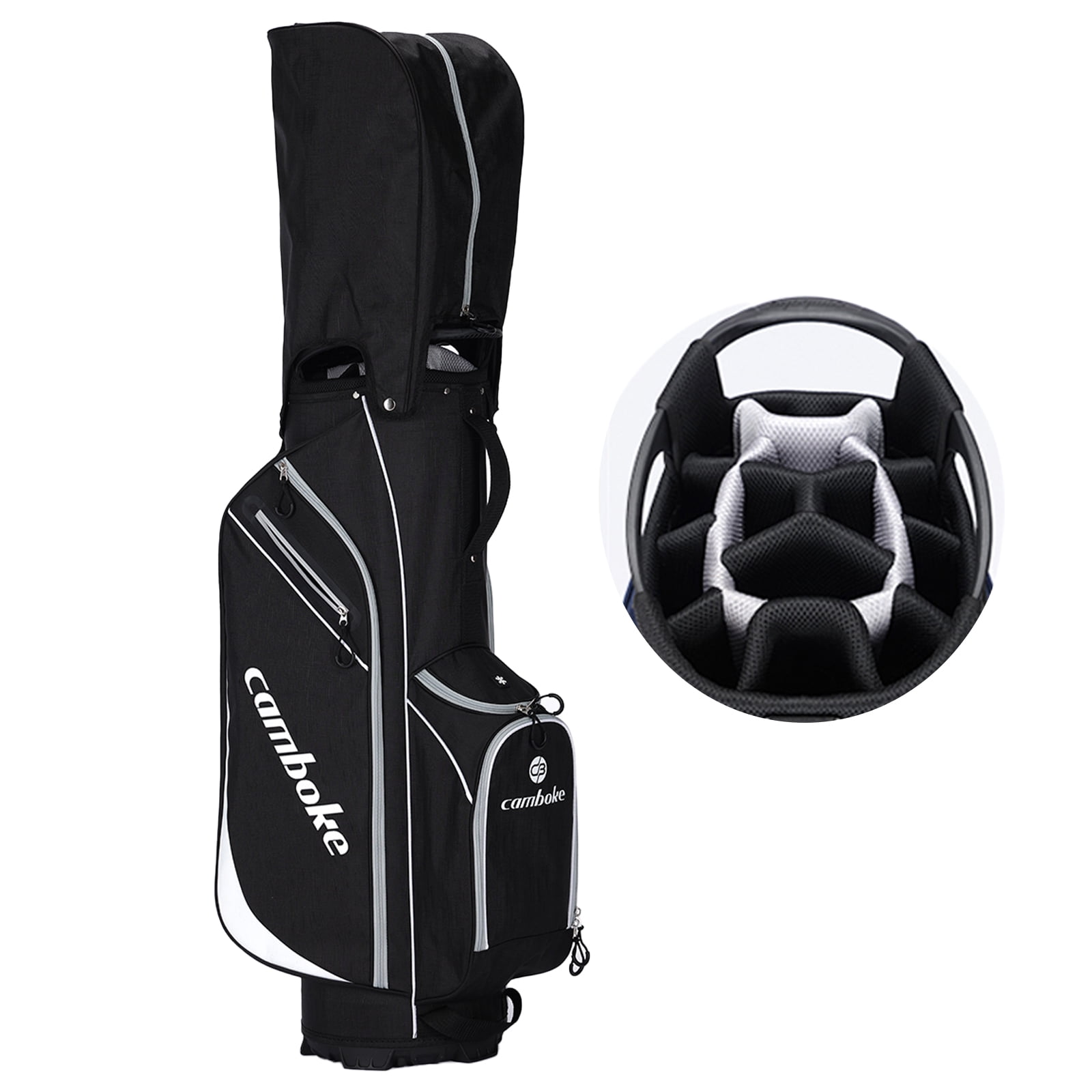 Lightweight Golf Cart Bag with 14-Way Full-Length Dividers, Cooler Pouch, Golf Bag for Men Women with Adjustable Padded Strap, Rain Hood, Golf Club Bag for Carts,black