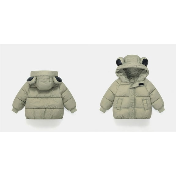 Kids Winter Coat,Baby Girls Puffer Coat Cute Bear Ear Hooded Jacket Zipper Windproof Jacket Outwear for Kids Baby Baby Jacket Winter Baby Girl Clothes