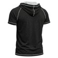 thumbnail image 4 of GrmtClth Men's Short Sleeve Hoodie 2026 Workout Gym Sweatshirt Muscle Slim Fit Color-Block Athletic Hoodies Pullover Hooded T-Shirts Black 2XL, 4 of 8