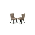 thumbnail image 3 of 7-Pc Mid Century Dining Set - Linen Fabric Chairs & Table - Black/White, 3 of 5
