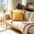 thumbnail image 3 of Boho Throw Pillow Cover 17.72 x 17.72in, Textured Knit Decorative Cushion Cover with Tassel Fringe, Soft Stretch Square Pillowcase with Hidden Zipper for Sofa Couch Bedroom Living Room, 3 of 7