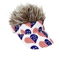 thumbnail image 2 of American Flag Hats with Hair for Men and Women, Adult Patriotic Hair Hat, 4th of July Outfit, Crazy Wig Cap, Style F, 2 of 9