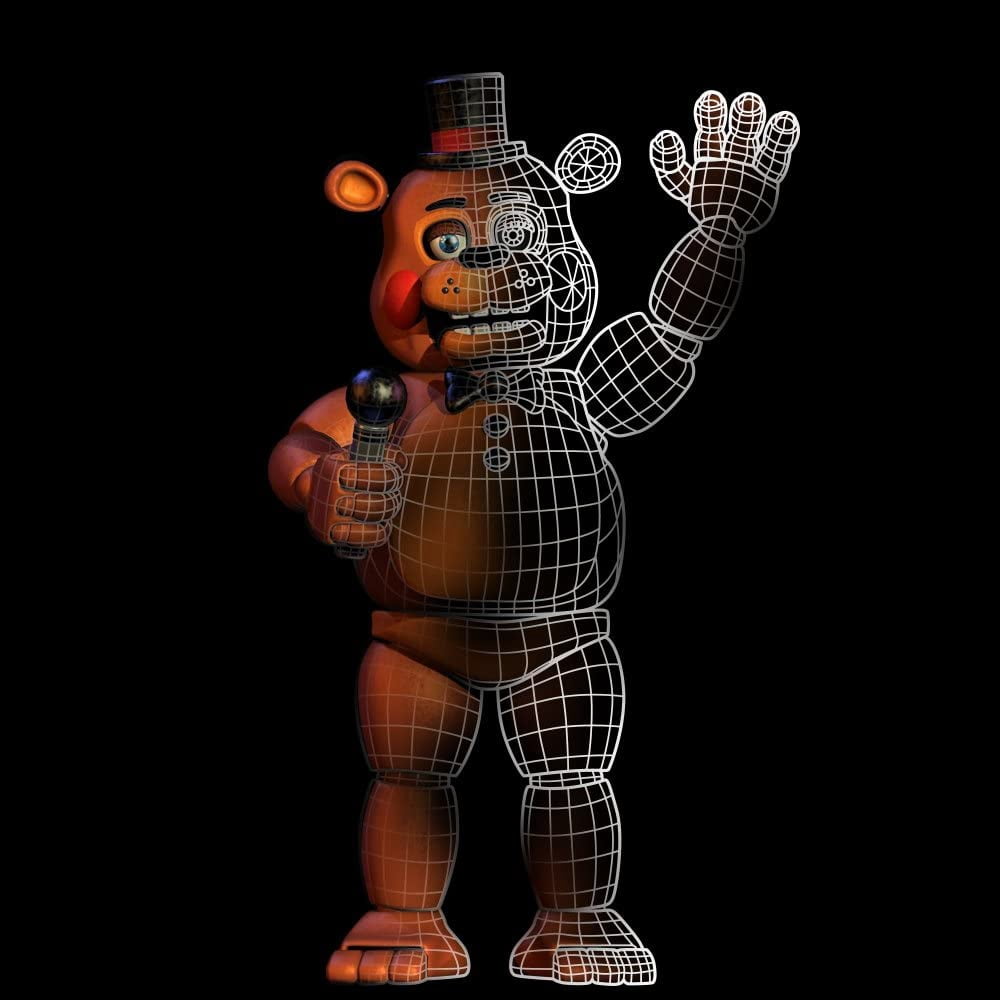 Five Nights at Freddy's Freddy Fazbear Split Boy's Black T-shirt-Small