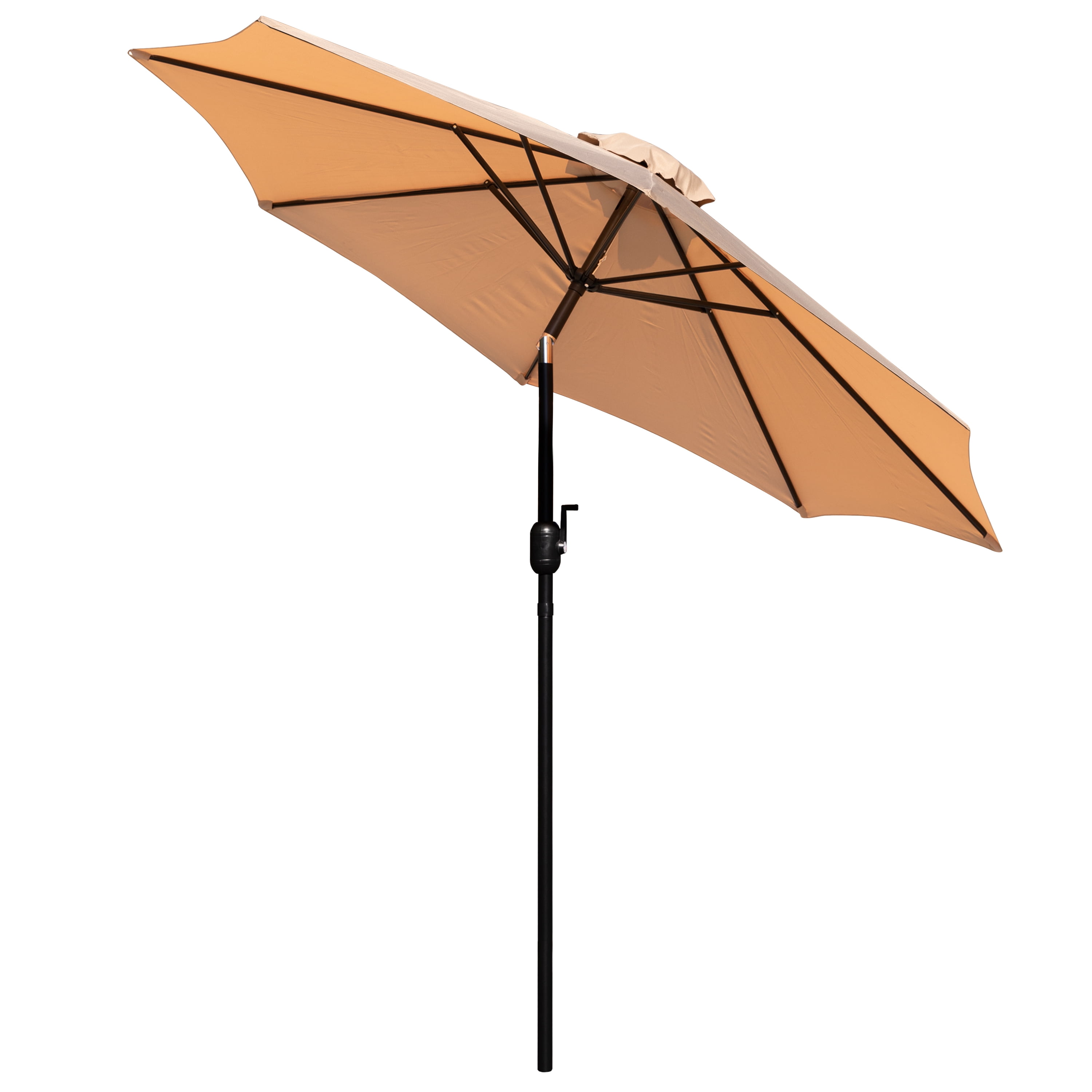 Merrick Lane Tan 9' Round UV Resistant Outdoor Patio Umbrella With Height Lever And 33° Push Button Tilt
