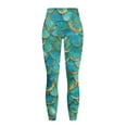 thumbnail image 5 of Renewold Mermaid Scales Yoga Leggings for Women with Pockets Stretchy Fashion Exercise Yoga Pants High Waisted Full Length Graphic Pants for Running Cycling Yoga, Green Gold, S, 5 of 8