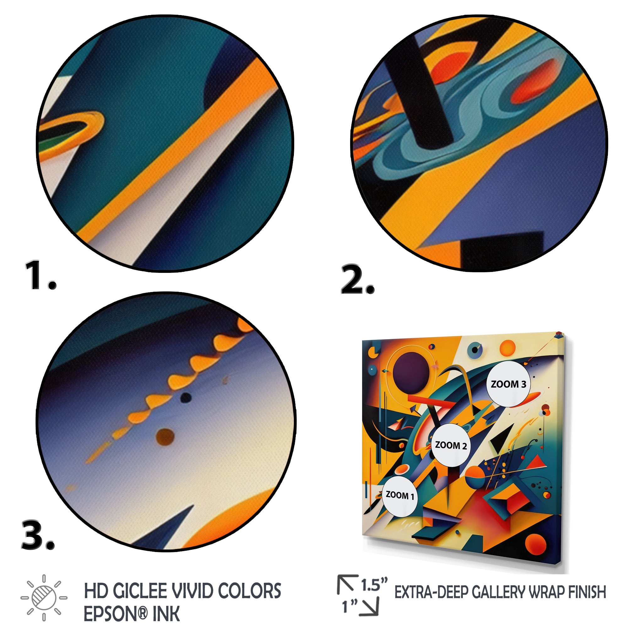 Designart Multicolor Geometric Orange Shapes II Canvas Wall Art
