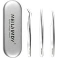 thumbnail image 1 of Tweezers for Eyelash Extension - Professional Straight | Curvy | Pointed Edge Tweezers Stainless Steel Precision Eye False Lash Tweezers Set 3 Pcs Silver, 1 of 7