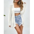 thumbnail image 6 of 2025 Spring Lightweight Crochet Cardigan for Women Long Sleeve Open Front Knit Oversized Cardigans Sweaters, 6 of 9