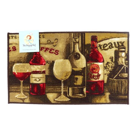 Sloppy Chef Printed Kitchen Rug - 18 x 30 in - Wine Bottles Design