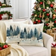 thumbnail image 2 of Christmas Winter Pillow Covers 18x18 Inch Set of 2 Red and Black Xmas Trees Decorative Throw Pillow Cover Watercolor Nature Forest Decoration Holiday Farmhouse Pillow Case for Home Sofa Decor White, 2 of 6
