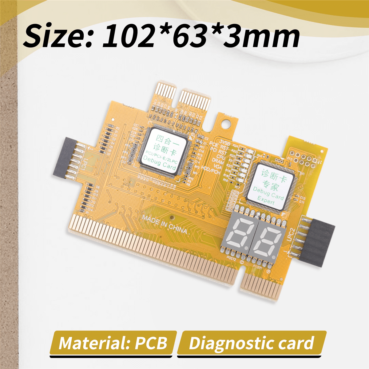 Detect Tool PCI-E LPC Multi Use Diagnostic Card Laptop Desktop Test Accessories Post LED Indicator PC Motherboard Debug Analyzer,1 x Diagnostic card,color random