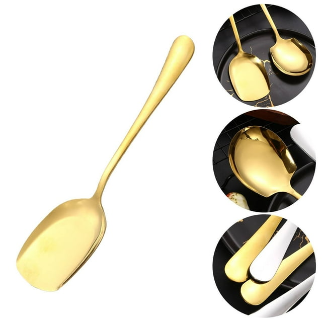 Stainless Steel Serving Spoons and Spatulas, Gold-Colored Serving Spatulas, Stainless Spoon Serving Spoon Shovel Spoon Long Handle Restaurant Serving Utensils