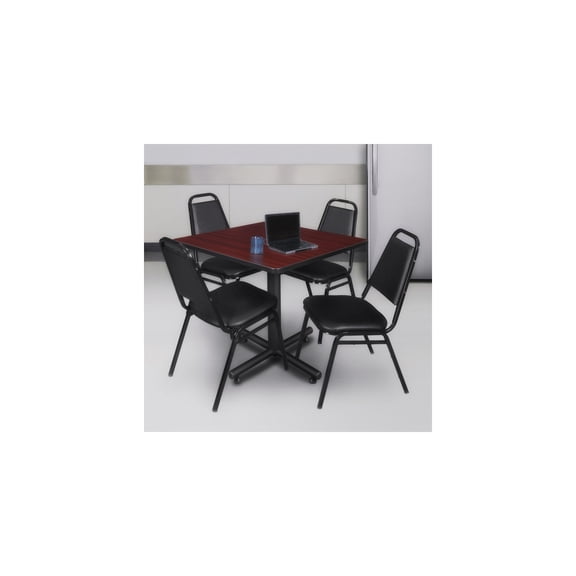 Seaside Serenity Square Breakroom Table in Rich Mahogany Finish Providing Elegant and Sturdy Surface Ideal for Breakroom and Meeting Areas