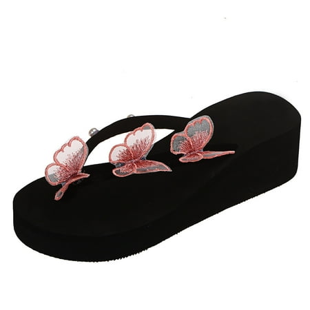

Sentuca Wedge Heel Flip Flops Colorful Butterfly Outer Wear Sandals And Slippers