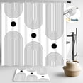 thumbnail image 1 of Juego de Cortina de Ducha Boho Dznils con Alfombra, 12 Ganchos, Blanca, 72" x 72", 1 of 12