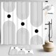 thumbnail image 1 of Juego de Cortina de Ducha Boho Dznils con Alfombra, 12 Ganchos, Blanca, 72" x 72", 1 of 12