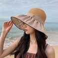 thumbnail image 2 of Bucket Hats for Women Sun Beach Hat Teens Girls Wide Brim Breathable Knitted Contrast Color Pleated Summer Fisherman's Caps, 2 of 8