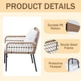 thumbnail image 4 of DWKWE Boho 4-Piece Rattan Woven Outdoor Bistro Sets with Wicker Sofa and Chairs, Beige/White, 4 of 4