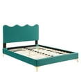 thumbnail image 3 of Modway Current Performance Velvet Twin Platform Bed in Teal, 3 of 10