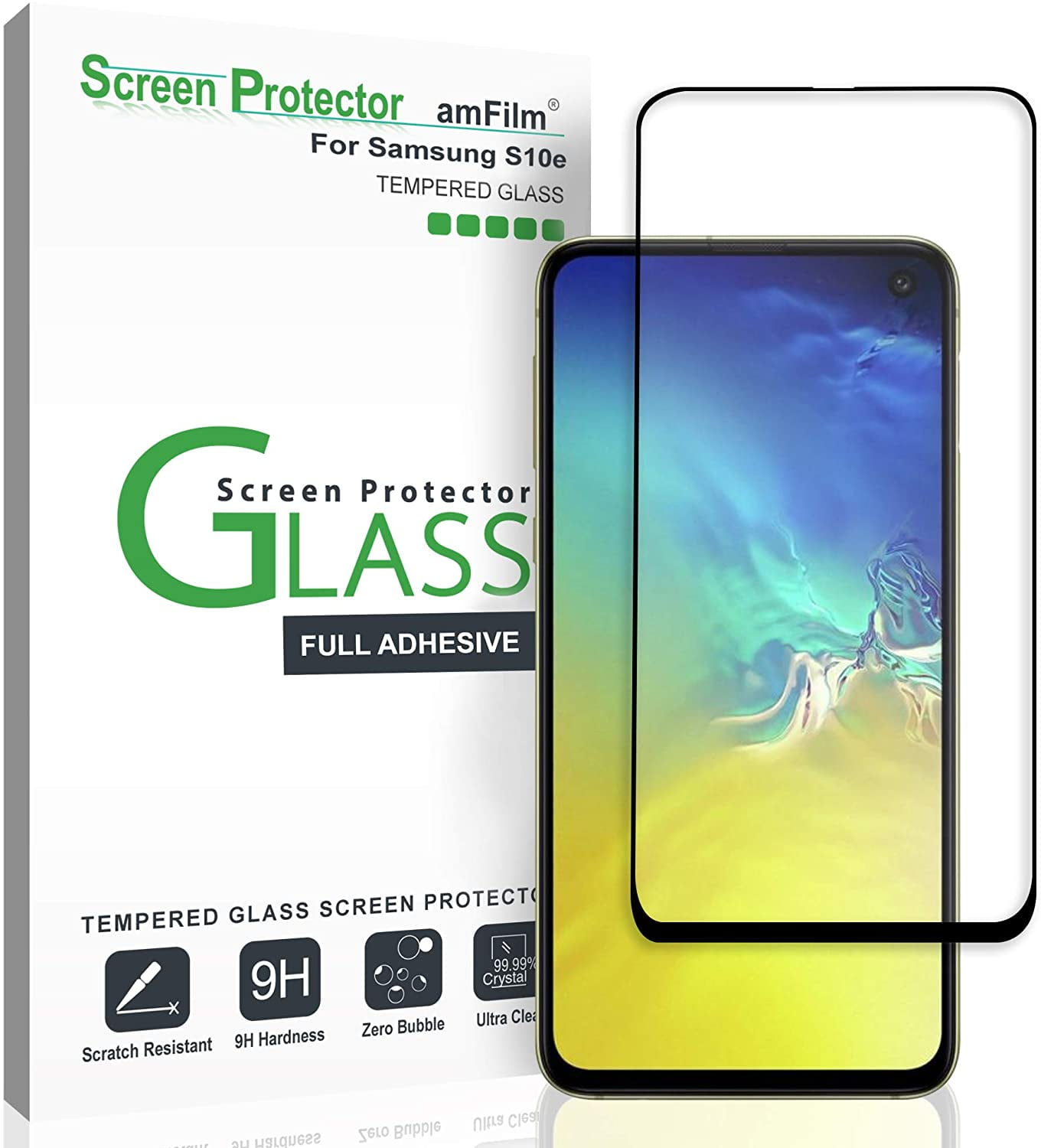 amFilm Screen Protector for Galaxy S10e (2019), Full Cover (Easy