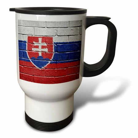 3dRose National flag of Slovakia painted onto a brick wall Slovakian, Travel Mug, 14oz, Stainless Steel