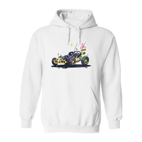 Colorful Racing Car Hoodie Men - Men Hoodie, White, Medium