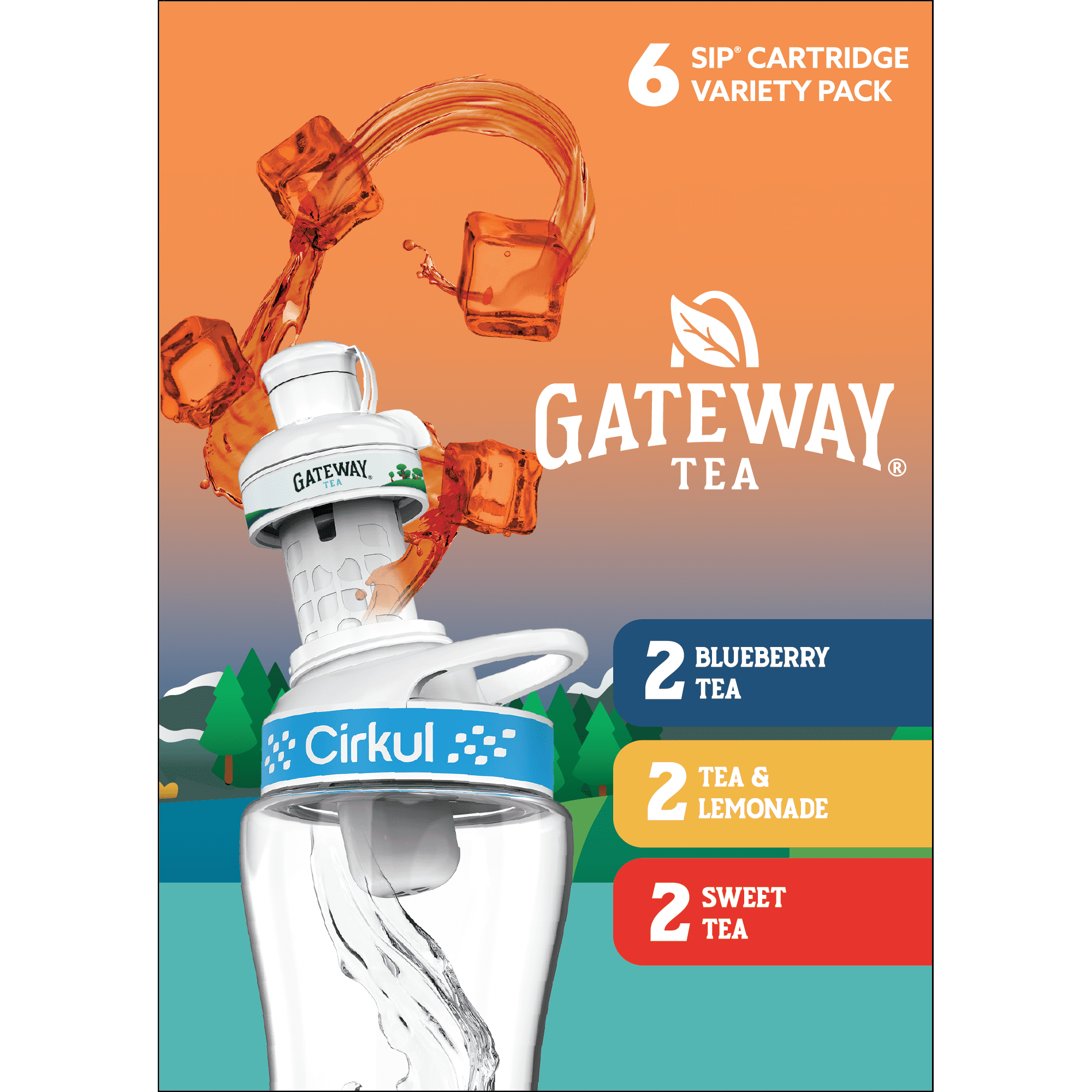 Cirkul Gateway Tea Flavor Cartridge Variety Pack, 6-Pack ( 2 Sweet Tea, 2 Tea and Lemonade, 2 Blueberry Tea)