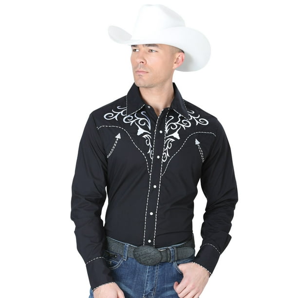 Men's Shirt Embroidered Western Cowboys El General. Camisa Vaquera de  Hombre 