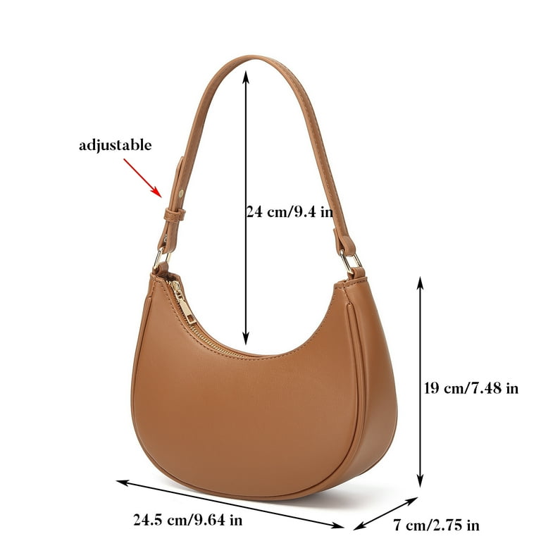 Barabum Retro Classic Clutch Shoulder Tote Handbag with Zipper Closure for Women Crescent Shoulder Bag Brown Women s Size Large