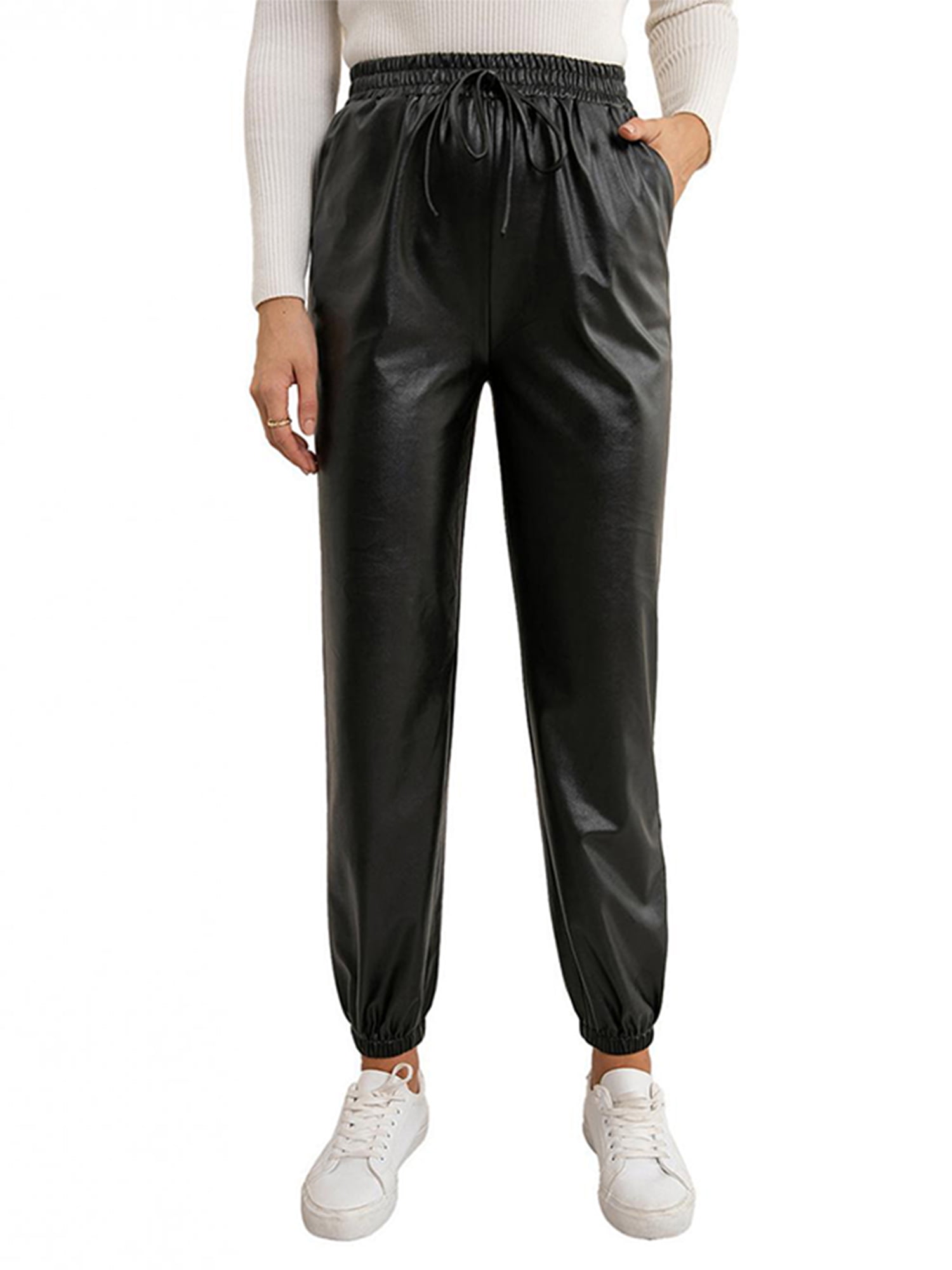 Faux Leather Joggers 